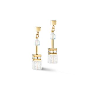 GeoCUBE® Gold-White pendant earrings