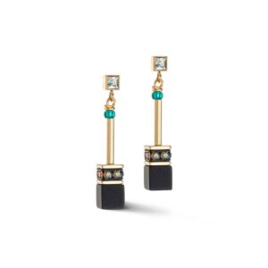 GeoCUBE® Precious&Slider Black drop earrings