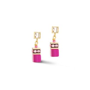 GeoCUBE® Iconic Chain Gold-Magenta pendant earrings