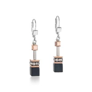 GeoCUBE® Onyx-Black-Rosé Gold pendant earrings