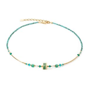 Big Square Necklace Gold-Green