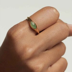 Vanilla Nomad Aventurine Stamp ring in 18k gold plated 925 silver