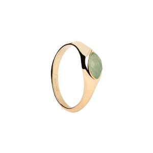 Vanilla Nomad Aventurine Stamp ring in 18k gold plated 925 silver
