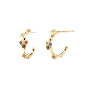 Five Gold earrings in 18k gold plated 925 silver