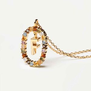 Letter F necklace in 18k gold plated 925 silver