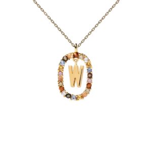 Letter W necklace in 18k gold plated 925 silver