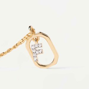 Mini Letter F necklace in 18k gold plated 925 silver