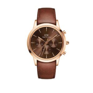Iconic Chronograph St Mawes Amber Sunray Rose Gold Watch
