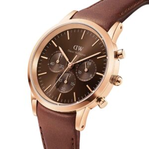 Iconic Chronograph St Mawes Amber Sunray Rose Gold Watch