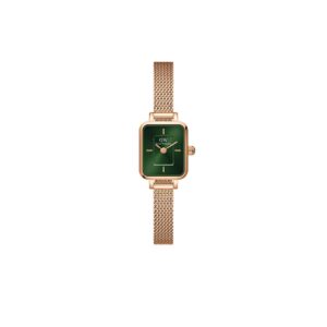 Quadro Mini Melrose Emerald Sunray Rose Gold Watch