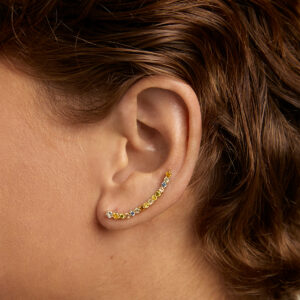 Color Rainbow Climbing Earrings in 18k Gold Plated 925 Silver