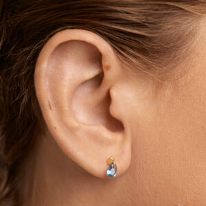 Color Blue Lily single earring in 18k Gold plated 925 Silver