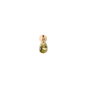 Color Green Lily single earring in 18k Gold plated 925 Silver