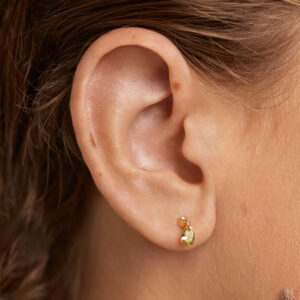 Color Green Lily single earring in 18k Gold plated 925 Silver