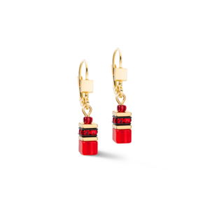 GeoCUBE® Metal Red Dangle Earrings