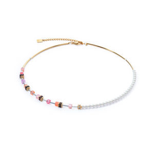 Necklace with Pearls and Apricot GeoCUBE®