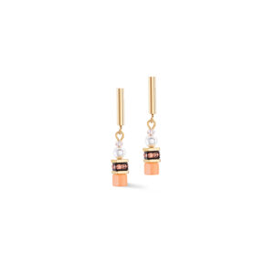 Drop earrings with Pearls and Apricot GeoCUBE®