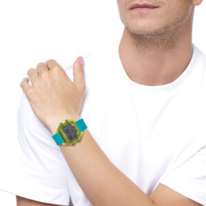 IAM DIGITAL SIZE L - Transparent yellow case and light blue strap