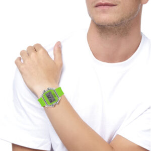 IAM DIGITAL SIZE L - Transparent and fluorescent green case with fluorescent green strap