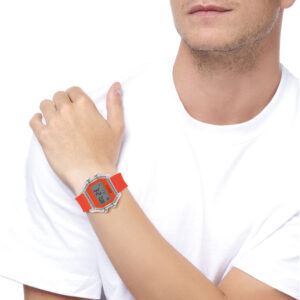 IAM DIGITAL SIZE L - Transparent and fluorescent orange case with fluorescent orange strap