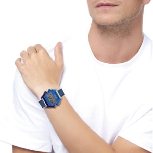 IAM DIGITALE TAGLIA L - Cassa bicolor azzurro e blu con cinturino silicone bianco e jeans