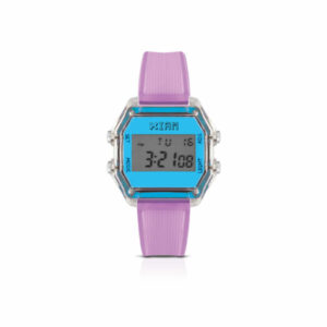 IAM DIGITAL SIZE M - Fluorescent blue case with transparent purple strap