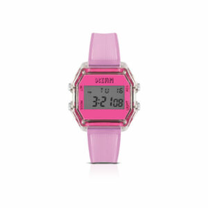IAM DIGITAL SIZE M - Neon pink case with transparent pink strap