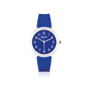 IAM ANALOG CASE L - Transparent case, blue dial with white details, blue strap