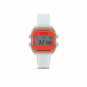 IAM DIGITAL SIZE M - Fluorescent orange case with transparent white strap