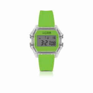 IAM DIGITAL SIZE L - Transparent and fluorescent green case with fluorescent green strap