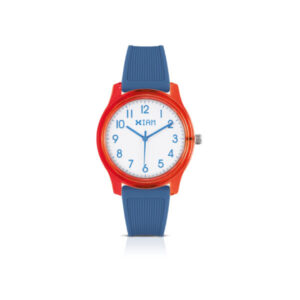 IAM ANALOG CASE L - Red case, white dial with blue details, navy blue strap