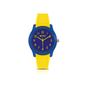 IAM ANALOG CASE L - Blue case, blue dial with yellow details, yellow strap