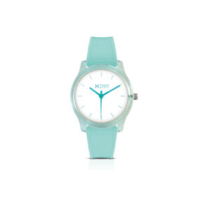 IAM ANALOG CASE M - Aqua green case and strap, white dial with aqua green details