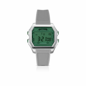 IAM DIGITAL SIZE L - Silver and green case and light grey strap
