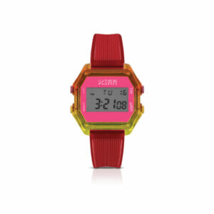 IAM DIGITAL SIZE M - Two-tone yellow and orange case with transparent red strap