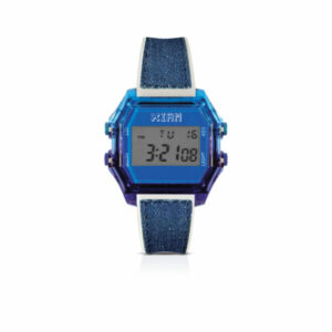 IAM DIGITALE TAGLIA L - Cassa bicolor azzurro e blu con cinturino silicone bianco e jeans
